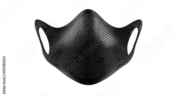 Fototapeta Black carbon mask with sleek modern design background isolated on a Transparent background, PNG file.