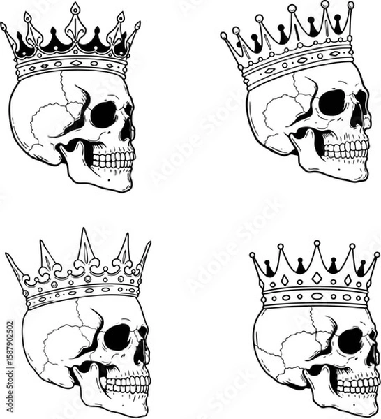 Obraz Skull King with Crown Set
