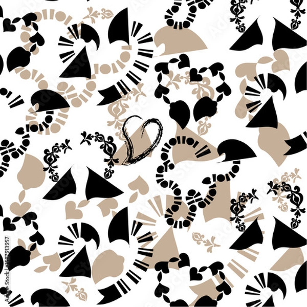 Fototapeta geometric brush line heart pattern background texture abstract art print design