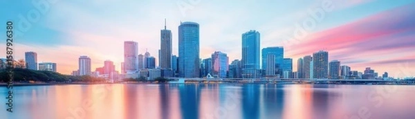 Obraz Brisbane city skyline and Brisbane river at twilight