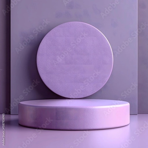 Fototapeta Modern luxury 3d round podium in violet tones designed for premium product presentation mockup scene using smooth elegant surfaces realistic textures professional minimalist branding.
