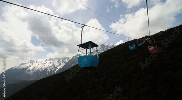 Obraz Cable car to Jade dragon snow mountain
