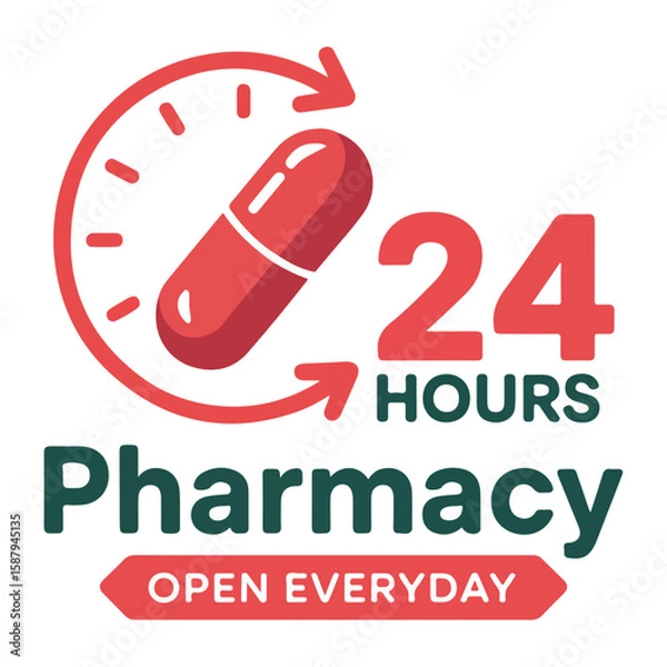 Fototapeta Vector Icon of Open Everyday Medicine Service
