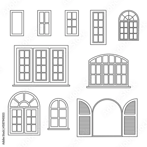 Obraz set of windows vector illustration
