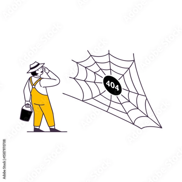 Fototapeta 404 Error in Spider Web – Metaphor for Abandoned Website or Lost Page