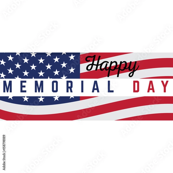 Fototapeta Isolated memorial day emblem on a white background, Vector illustration