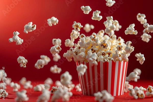 Fototapeta Popcorn in a red box