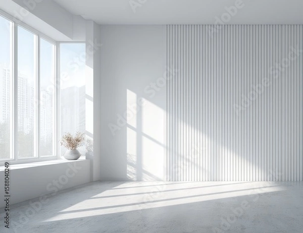 Fototapeta Empty, bright room with large window