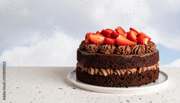Obraz Strawberry Chocolate Birthday Cake Dessert image