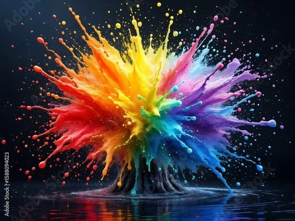 Fototapeta Rainbow Paint Splash Explosion Illustration for Creative and Artistic Use