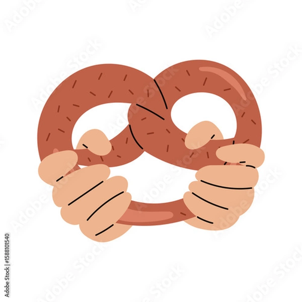 Obraz Two hands holding a large pretzel