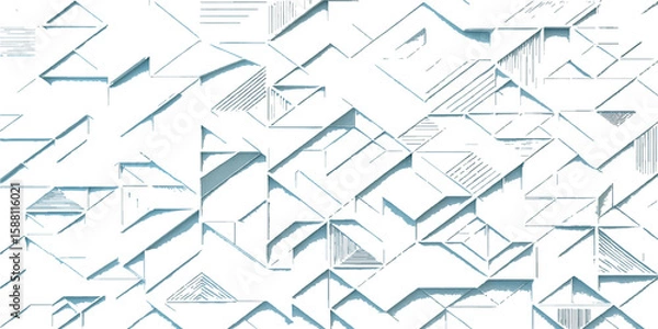 Fototapeta Seamless geometric pattern with blue triangles, an abstract vector illustration for winter backgrounds