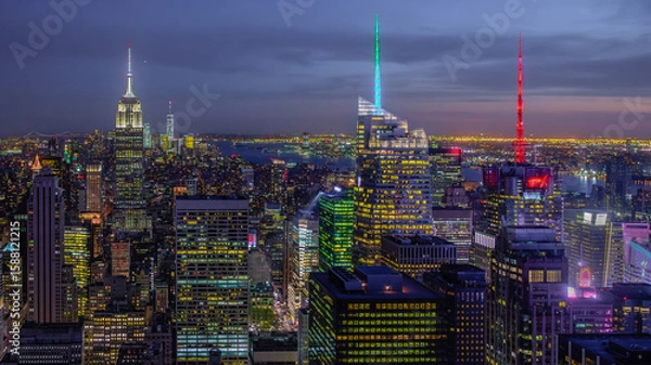 Obraz New York City Skyline at Night Lights