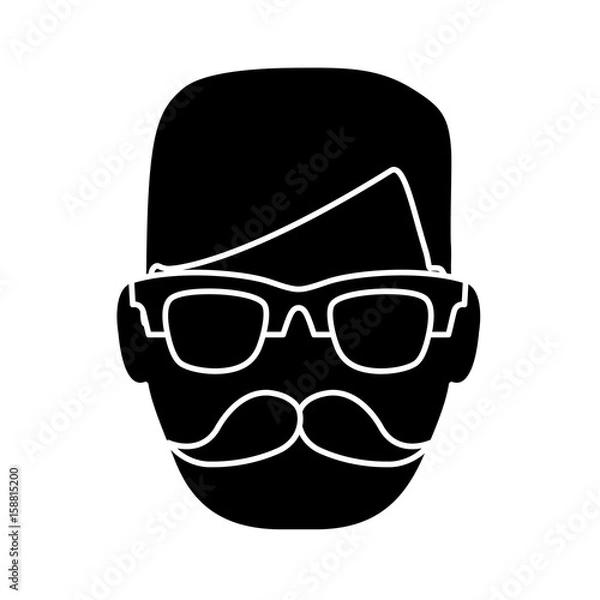 Fototapeta hipster man with glasses icon over white background vector illustration
