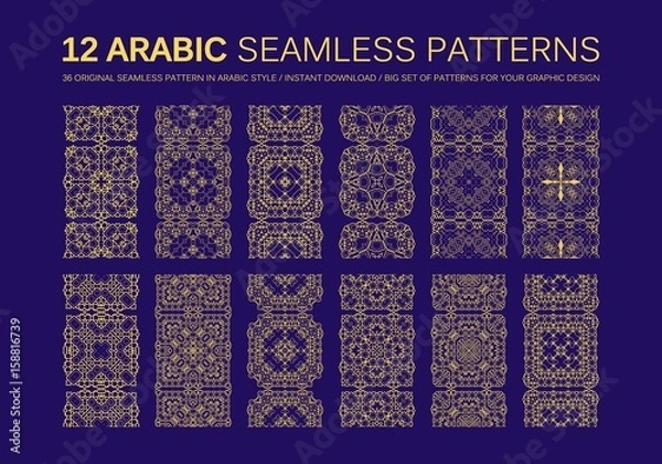 Fototapeta 12 Modern line vector traditional arabic pattern