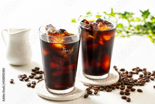 Obraz アイスコーヒーとコーヒー豆