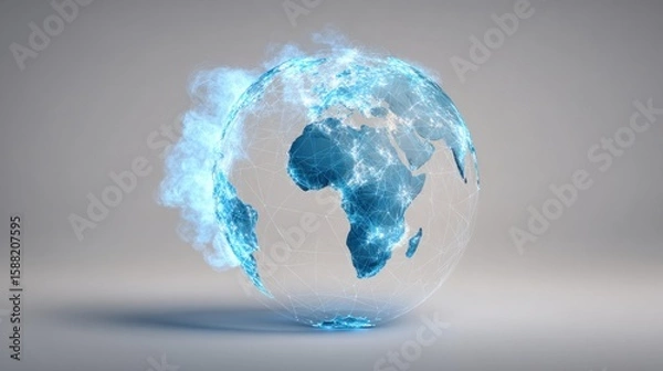 Obraz 3D Globe with light blue ethereal effect