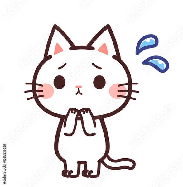 Obraz 困っている猫のかわいいキャラクター　イラスト素材