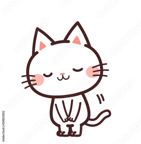 Obraz お辞儀する猫のかわいいキャラクター　左向き　イラスト素材