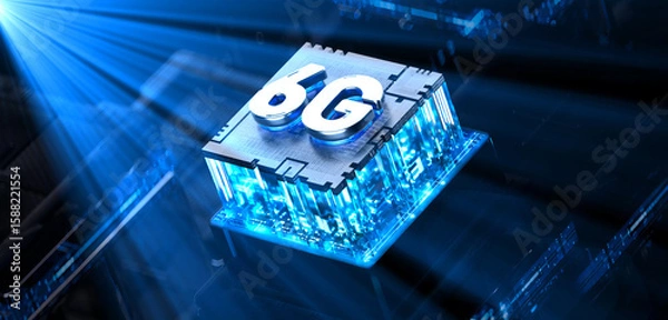 Fototapeta 3d rendering of  6G cpu gpu chip