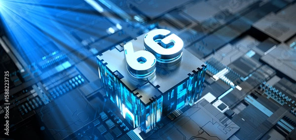 Fototapeta 3d rendering of  6G cpu gpu chip