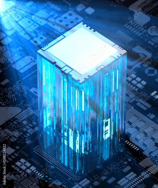 Fototapeta 3d rendering of  AI cpu gpu chip