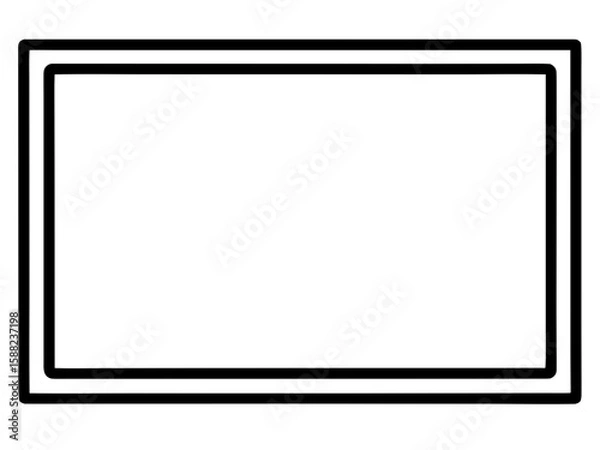 Obraz A modern double line rectangular frame featuring thin, elegant black borders set against a clean white background creates a sophisticated design element for various applications, silhouette