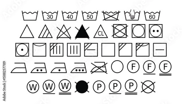 Fototapeta Laundry Icons Outline Set
