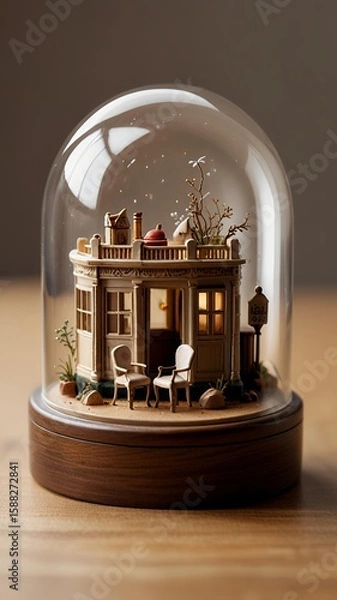 Fototapeta Transparent dining table miniature ser