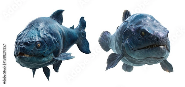 Fototapeta 3d Rendered Bold and Fearsome Piranha Fish on Transparent Background