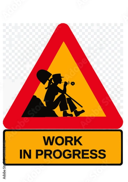 Obraz road sign work in progress