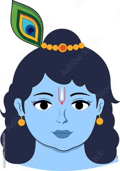 Obraz illustration of happy Janmashtami lord krishna