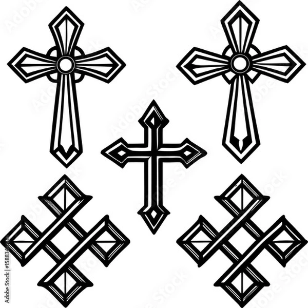 Obraz  Gothic Cross Lino Cut Symbol Set