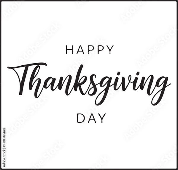 Fototapeta Vector art of happy thanksgiving day modern calligraphy isolated