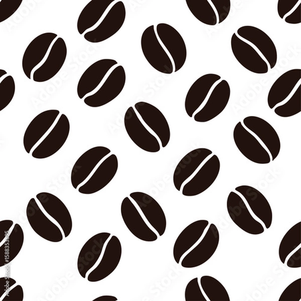 Obraz Seamless Black Coffee Beans Pattern on White Background