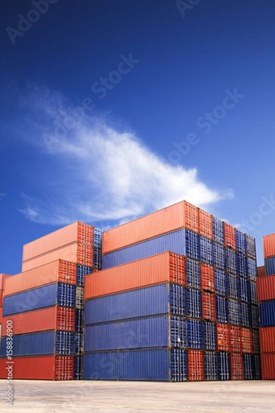 Obraz shipping containers in port