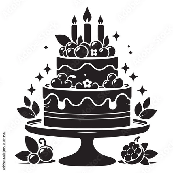 Fototapeta A delightful vector illustration of a birthday cake with candles, perfect for any sweet celebration design