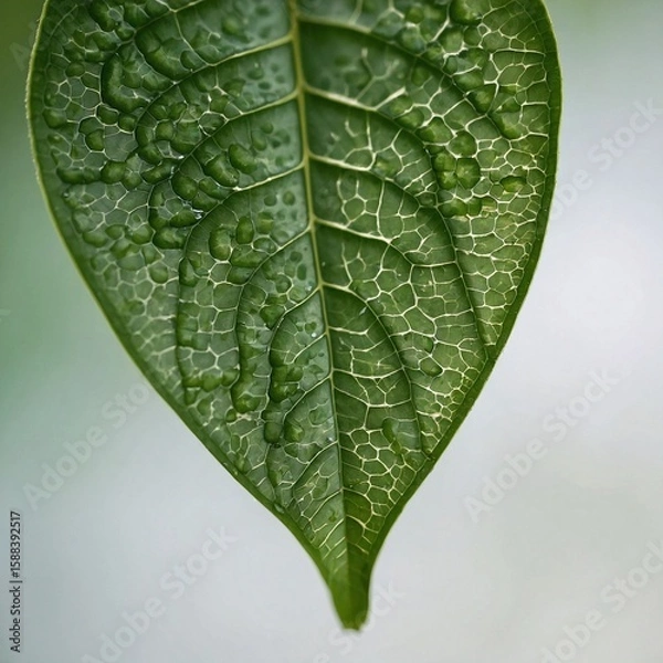 Fototapeta Macro Close Up of Green Leaf Showing Lines Stem Cell Texture