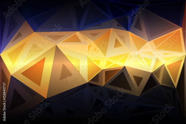 Fototapeta Blue yellow orange black random sizes low poly background