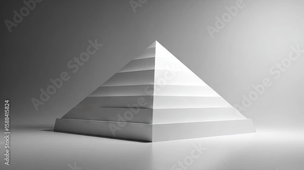 Fototapeta White pyramid shape with layered steps.