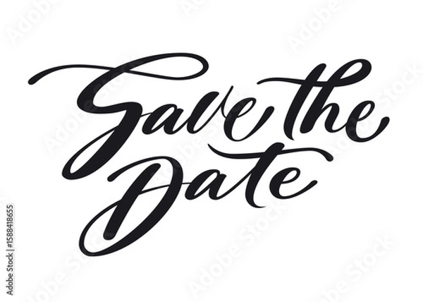 Fototapeta Save the date. Text modern calligraphy style spelling for decoration of the wedding invitation. Vector Hand Drawn Brush Lettering