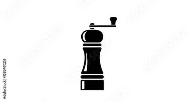 Fototapeta Simple black icon of a thin pepper grinder, simple and elegant look, clean white background