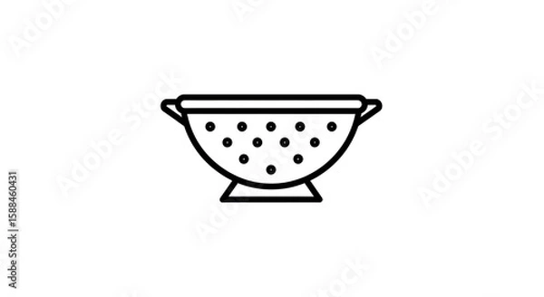 Fototapeta Minimalist icon of a colander with small holes and simple thick outlines, clean white background