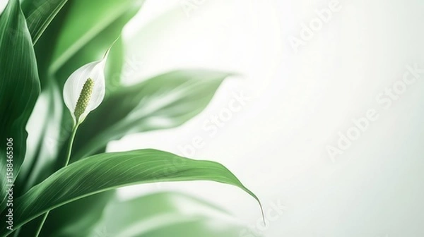 Obraz Serene Peace Lily Bloom: A Study in Green and White