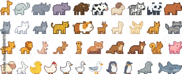Obraz pixel animal icon sheet