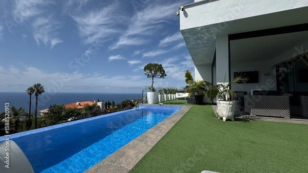 Obraz Garten mit Pool