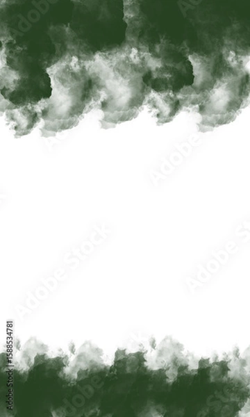 Fototapeta Abstract green brush strokes bordering white space for text