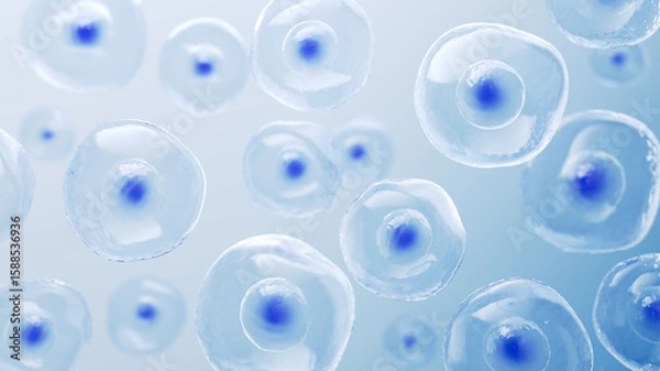 Obraz 3d rendering of Human cell or Embryonic stem cell microscope background.