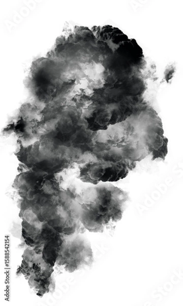 Fototapeta Abstract black ink blot with textured edges on a white background