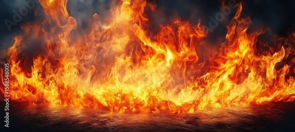 Fototapeta Dynamic and Intense Fiery Flames Creating a Captivating and Glowing Background for Visual Impact